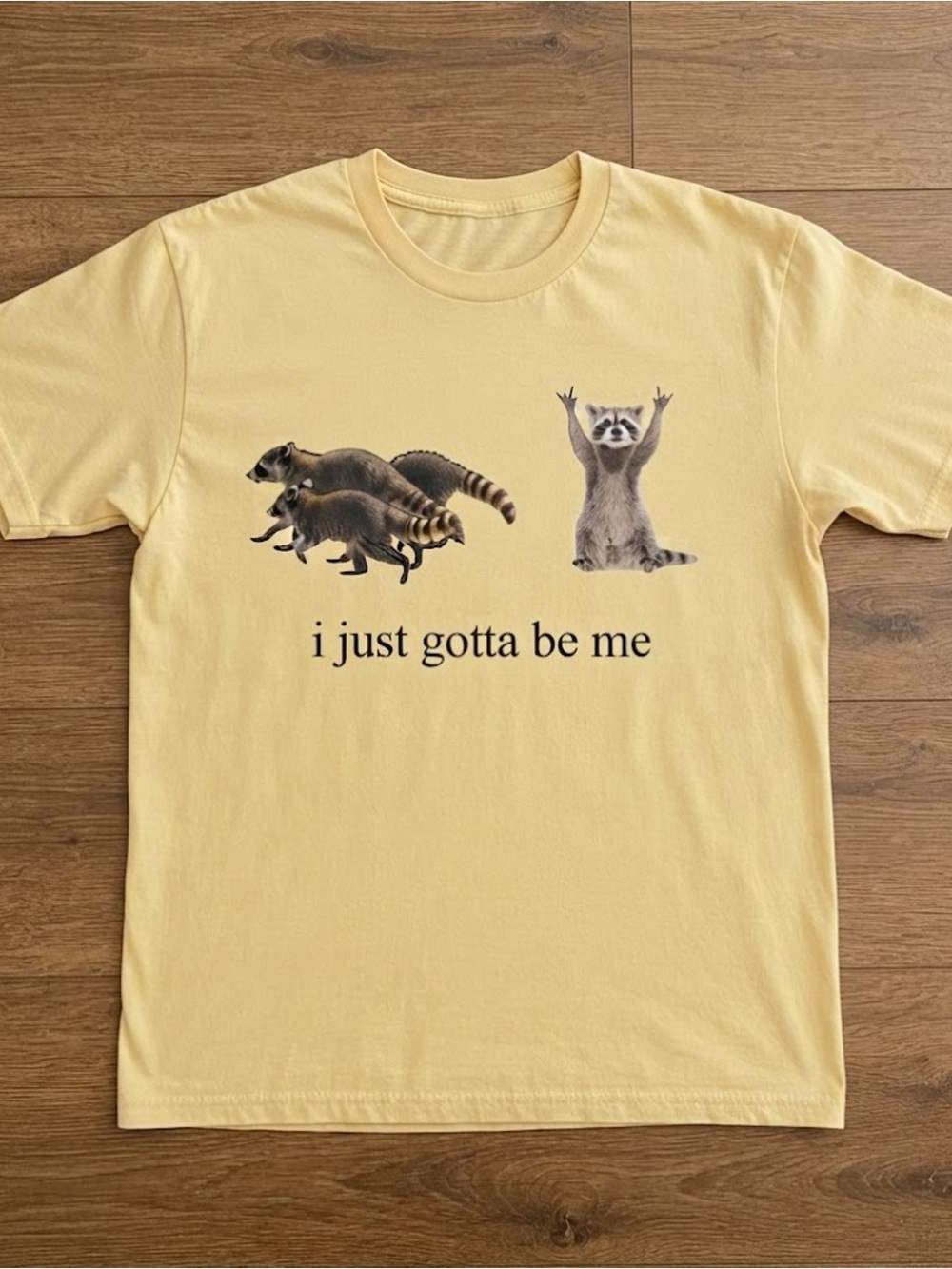 Gildan T-shirt Raccoon Funny Graphic Tee Cute Animal Print Top